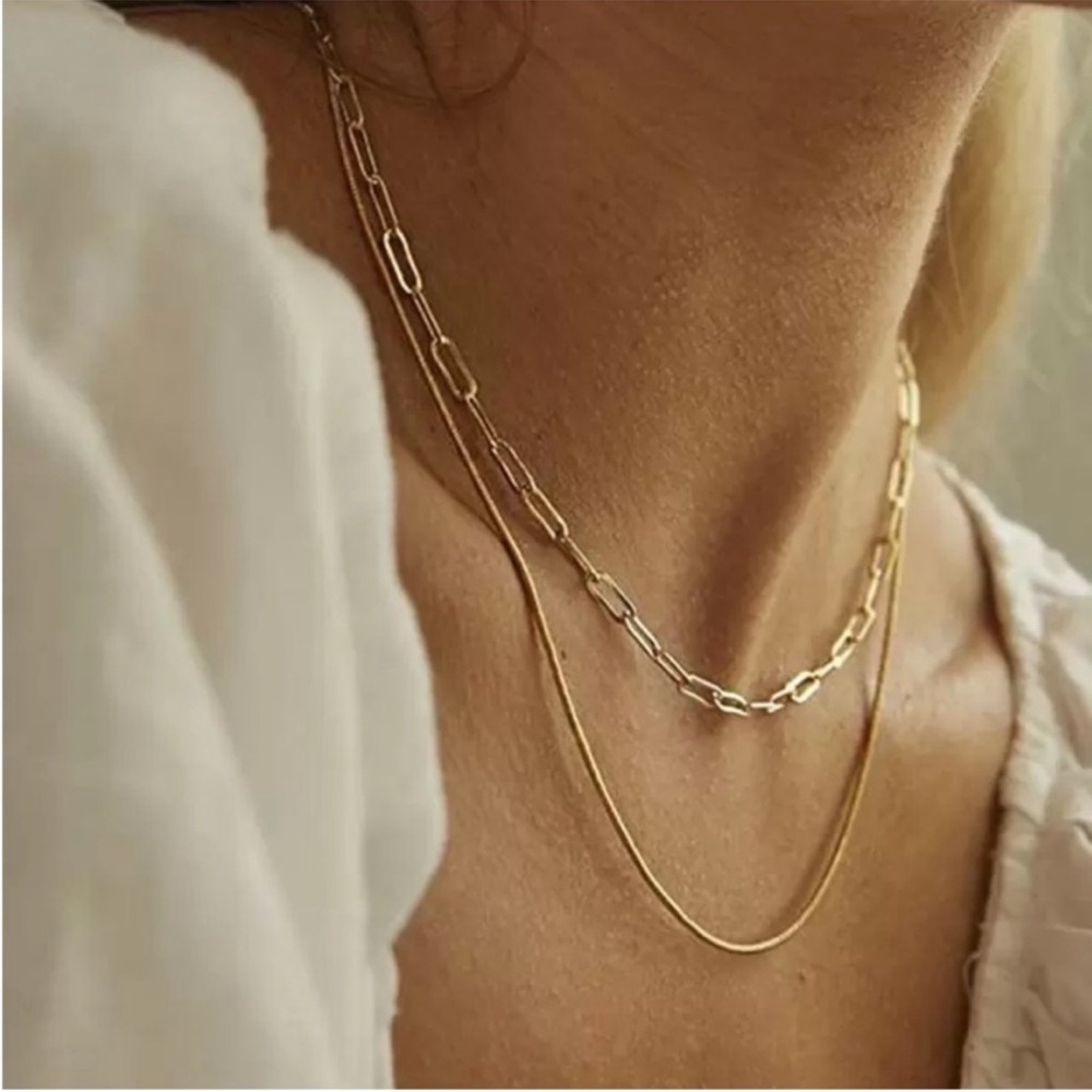 New! Gold Necklace Paperclip Rope Chain Necklace Stack Set (3033) NWOT